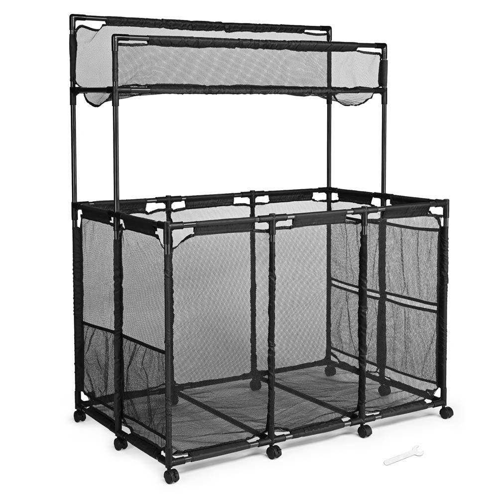 Yescom Pool Toy Storage Bin Mesh Rolling Cart - Steel