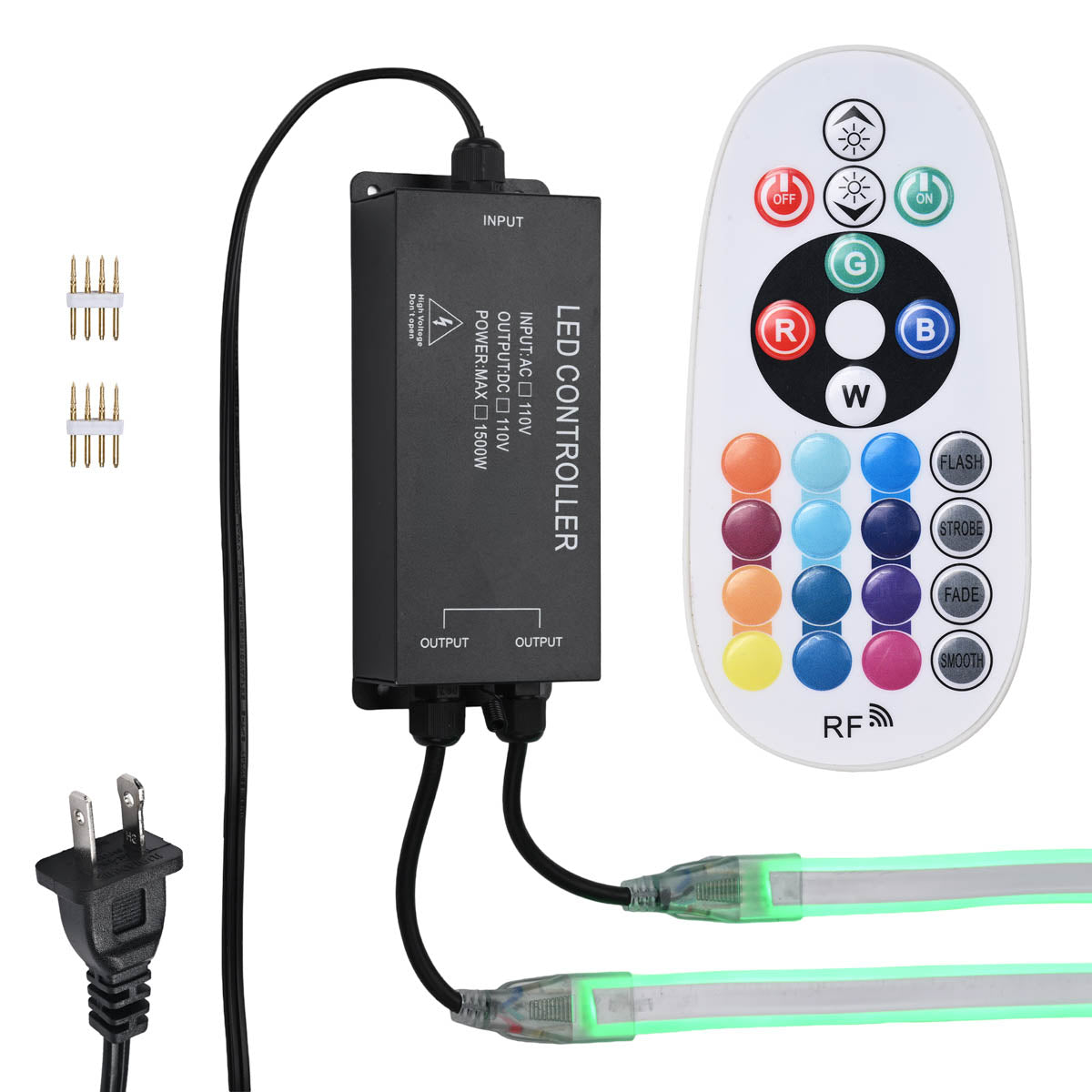 Yescom 110V LED Controller & RF Remote for Neon Rope Light RGBW