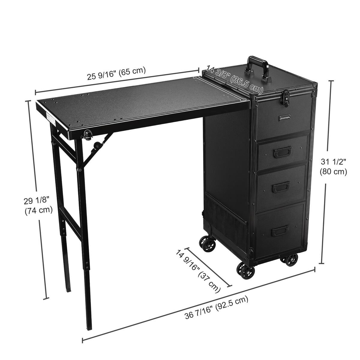 Byootique Makeup Artist Hairstylist Nail Table Workstation (Lefty & Righty)