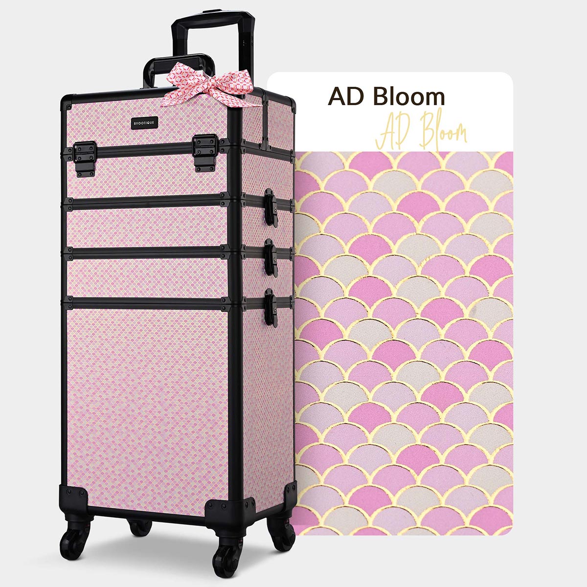Byootique Rolling Makeup Case Art Deco Artist Travel Case