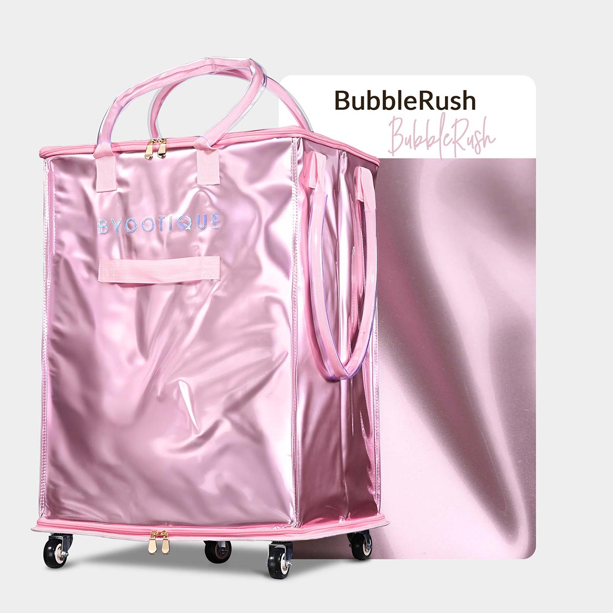 Byootique Shopper Bag with (5)Wheels & (3)Handles Rolling Grocery Tote