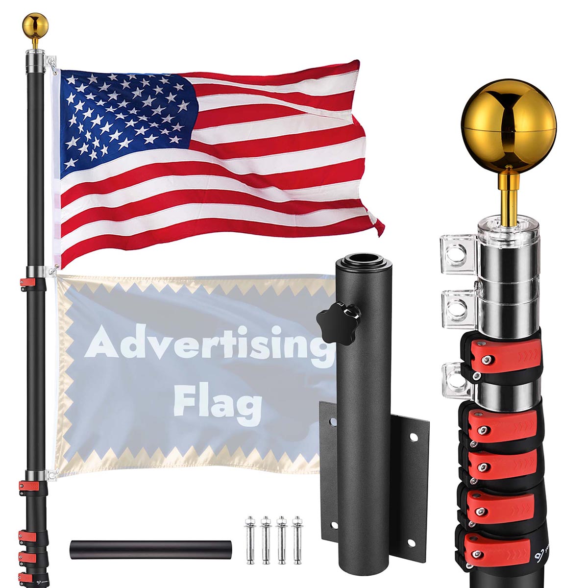 Yescom 20ft Banner Poles for Event, Grand Opening, Promo(Mount Included)