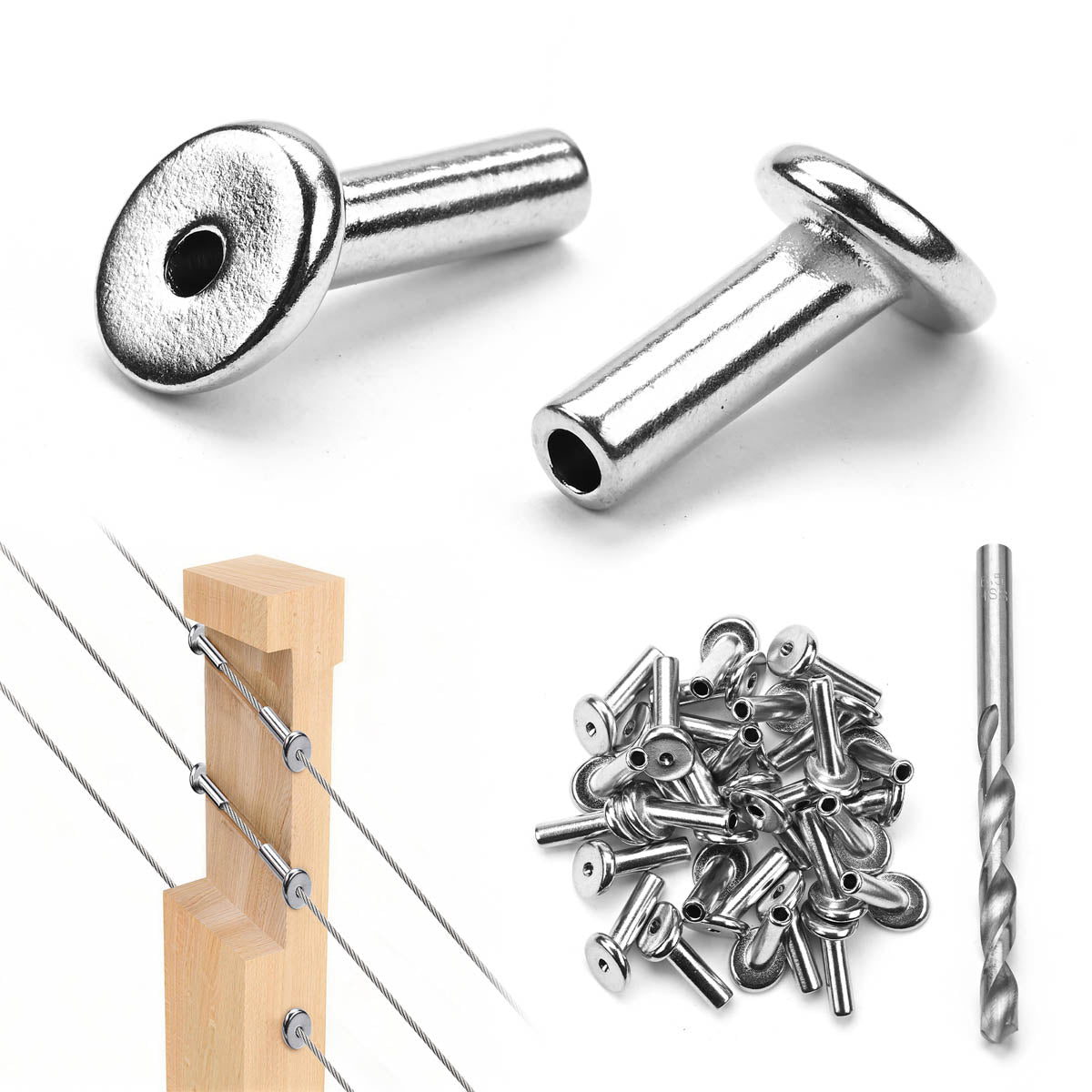 Yescom T316 Cable Railing Grommets for Level & Stair Posts 1/8"-3/16"