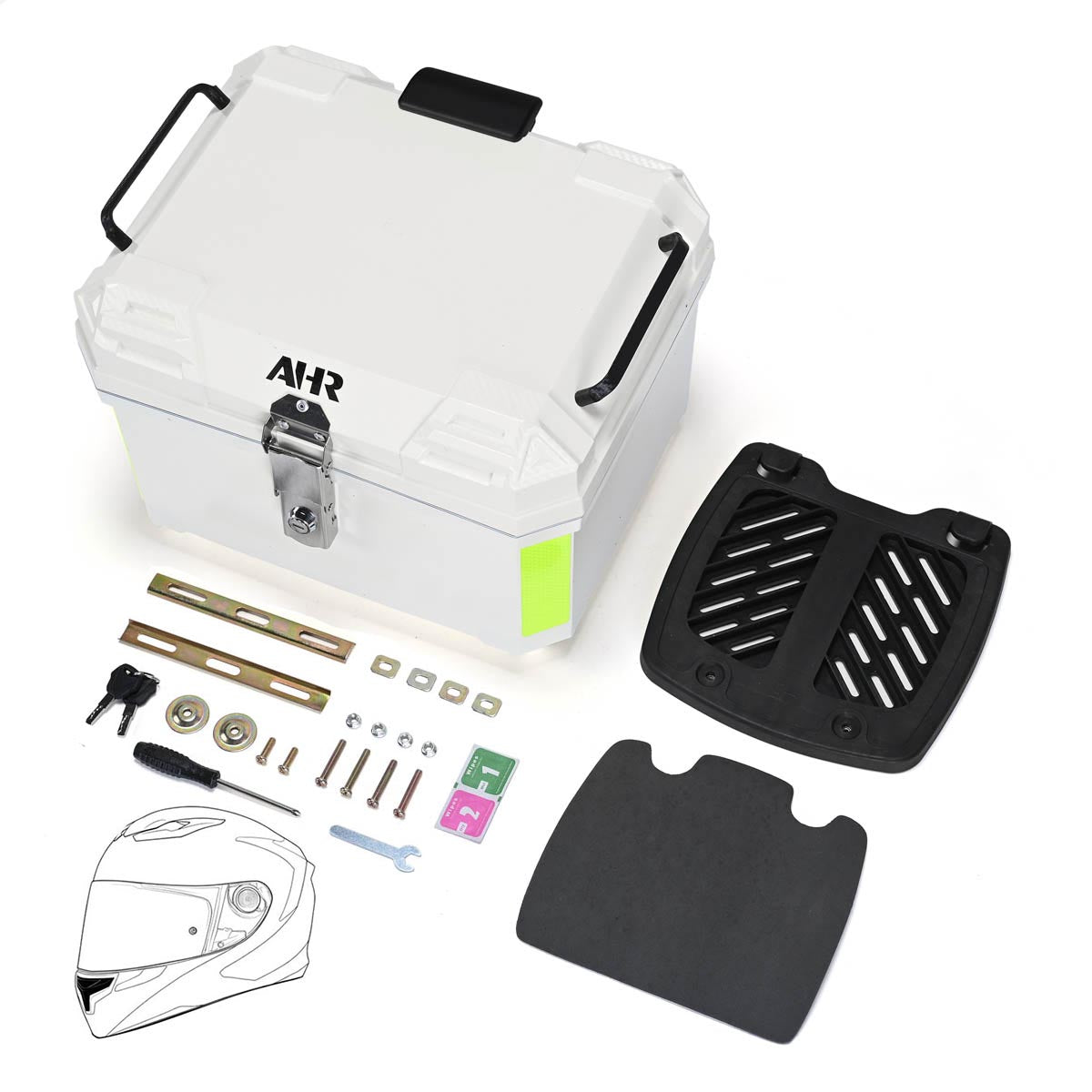 Yescom White Motorcycle Trunk Box with Backrest Scooter Tour Pack