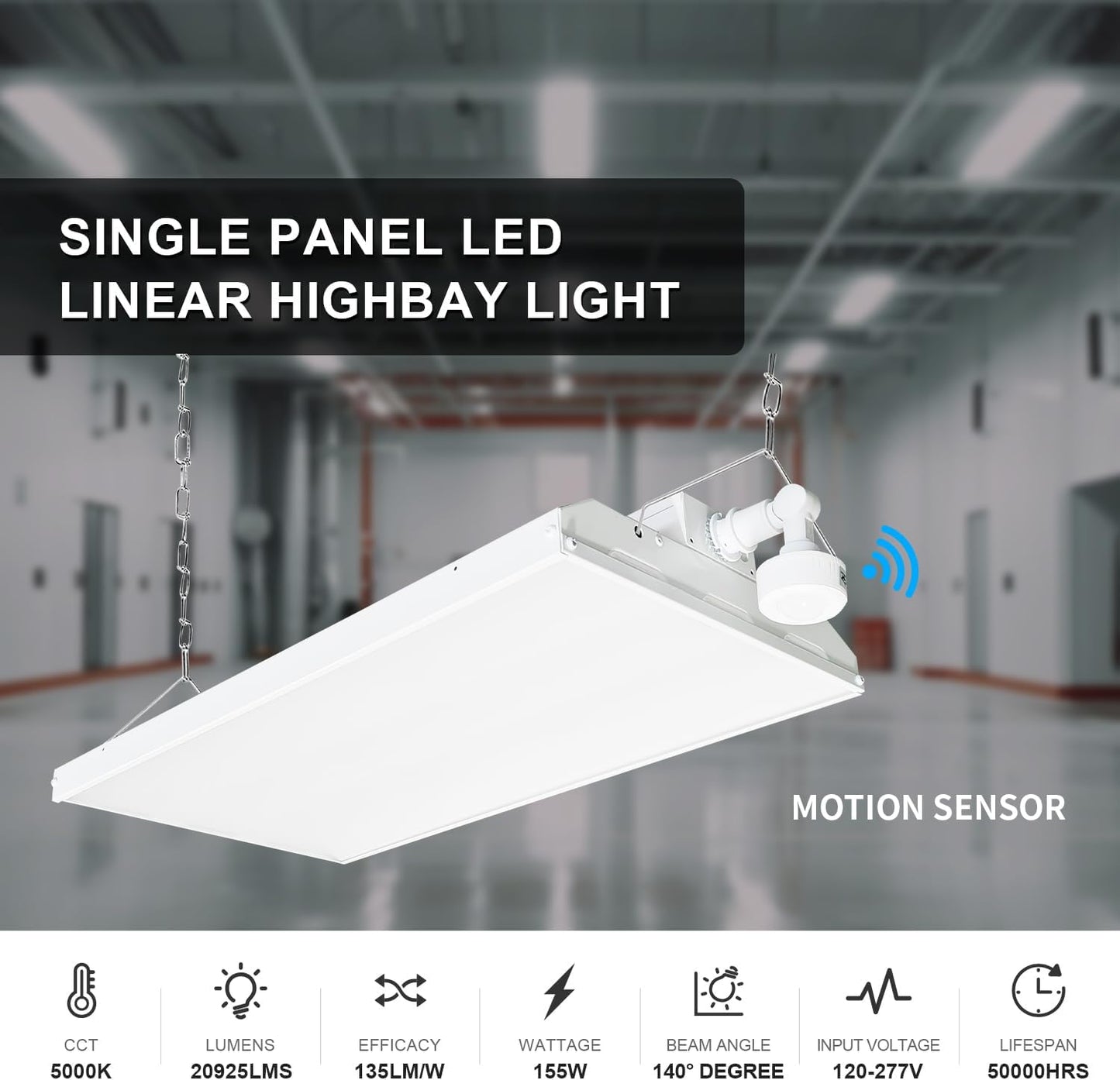 LED Linear High Bay Light, 2ft, 220W/160W/110W, CCT 5000K, 33,000 Lumens, 120-277 VAC