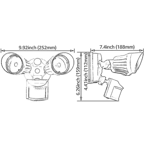 20W Twin Head Motion Sensor Light, 1400LM, 5000K Daylight, ETL, White