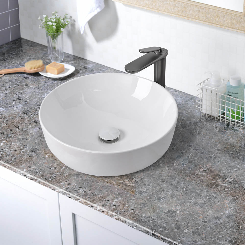 Aquaterior Bathroom Sink Vessel Bowl Pop Up Drain 16"