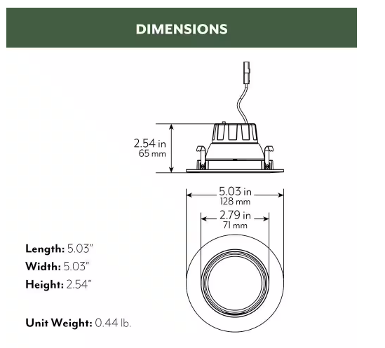 4 Inch Gimbal LED Downlight, 8W, Selectable CCT, 700 Lumens, 120 VAC