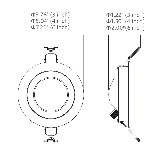 6 Inch LED Recessed Downlight - Swivel, Adjustable Lens, Junction Box, 12W, Selectable CCT, 800 Lumens, 120 VAC