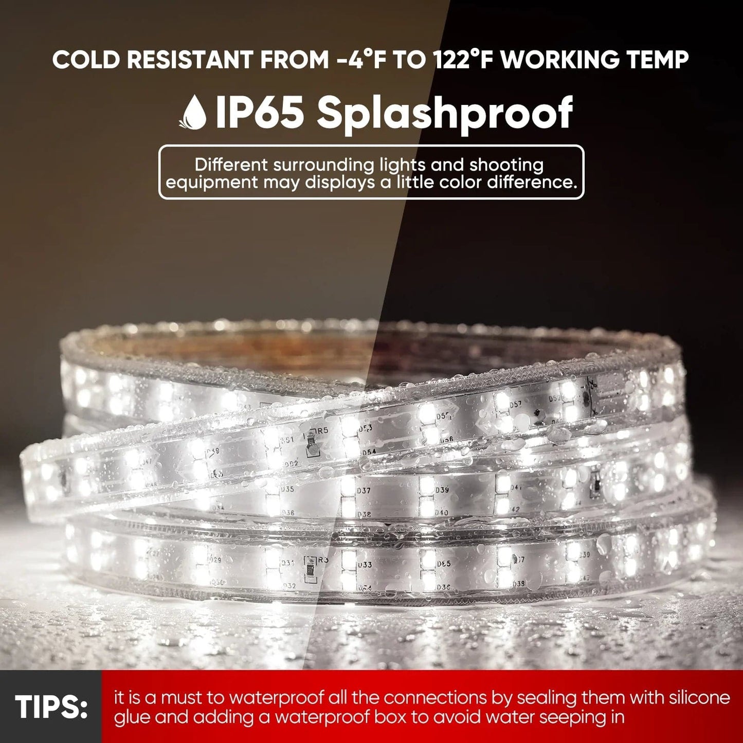 510 Lumen 2800K Super Bright LED Strip Lights for Indoor and Outdoor