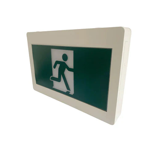 LED Running Man Safety Exit Sign – 3.5W – 6000-7000K – Green – 120-347V – 3.6V 2000mAh Ni-Cd Battery – Single & Double Face – UL Listed