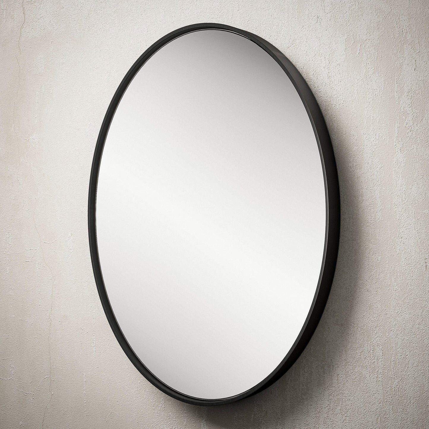 Black Oval Metal Frame Mirror – Modern Wall-Mounted Bathroom and Entryway Mirror