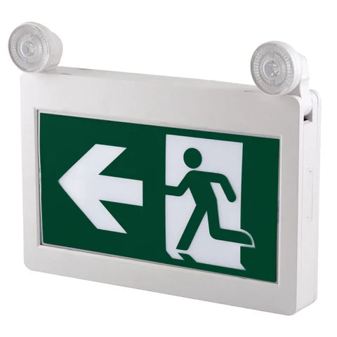 LED Running Man Combo Safety Exit Sign – 4W – 6000K/7000K – Green – 120-347V – 3.6V 1000mAh Ni-Cd Battery – Single & Double Face – UL Listed
