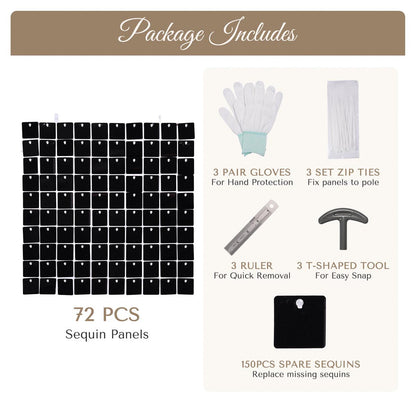 Yescom 10'x8' Sequin Shimmer Wall Backdrop (Sturdy Stand Included)