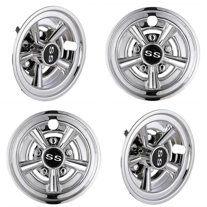 Yescom SS Golf Cart Hub Caps Set (4) 8 in Chrome EZGO Club Car Yamaha