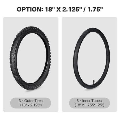 Yescom 16"-24" Opt. Bicycle Tires & Tubes 3-Pack for Trike & Unicycle