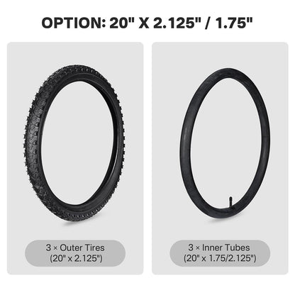 Yescom 16"-24" Opt. Bicycle Tires & Tubes 3-Pack for Trike & Unicycle