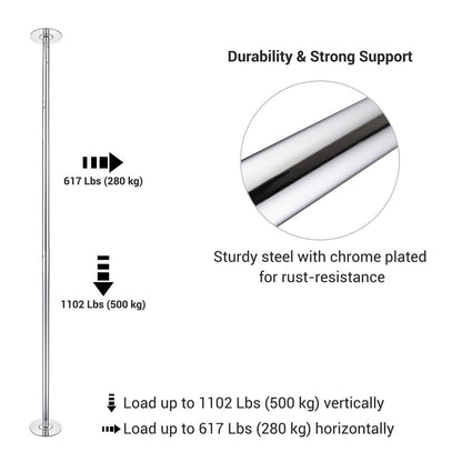 Yescom 12ft Spinning Static Dancing Pole Removable D45mm