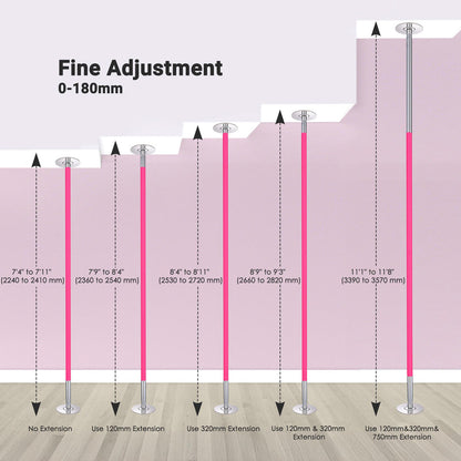 Yescom Silicone Portable Spinning Pole D45mm Ceilling Height Options