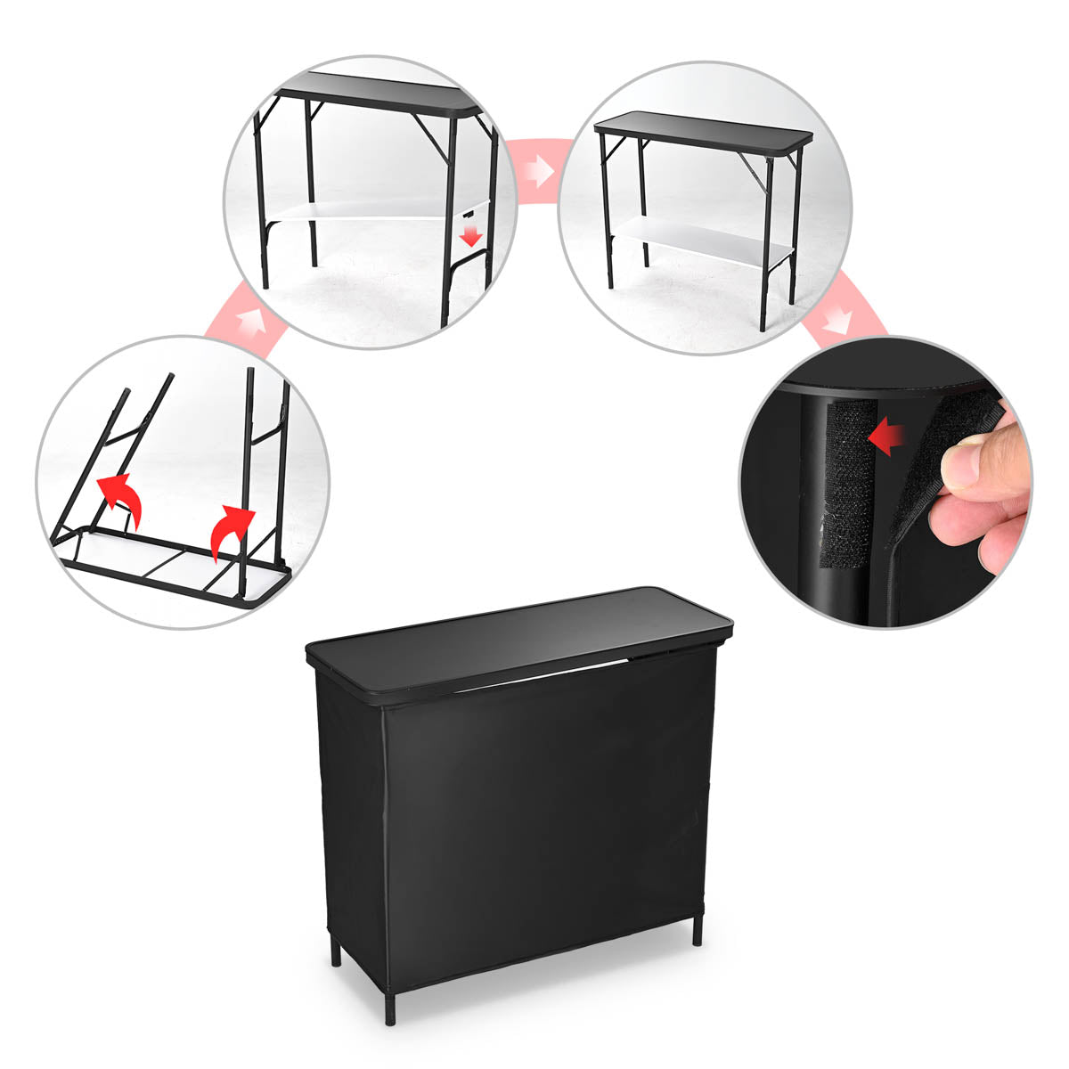 Yescom Folding Portable Bar Table with Storage Shelf