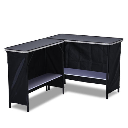 Yescom Folding Portable Bar Table with Storage Shelf