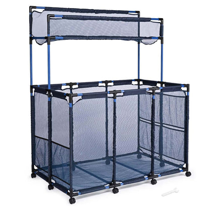 Yescom Pool Toy Storage Bin Mesh Rolling Cart - Steel