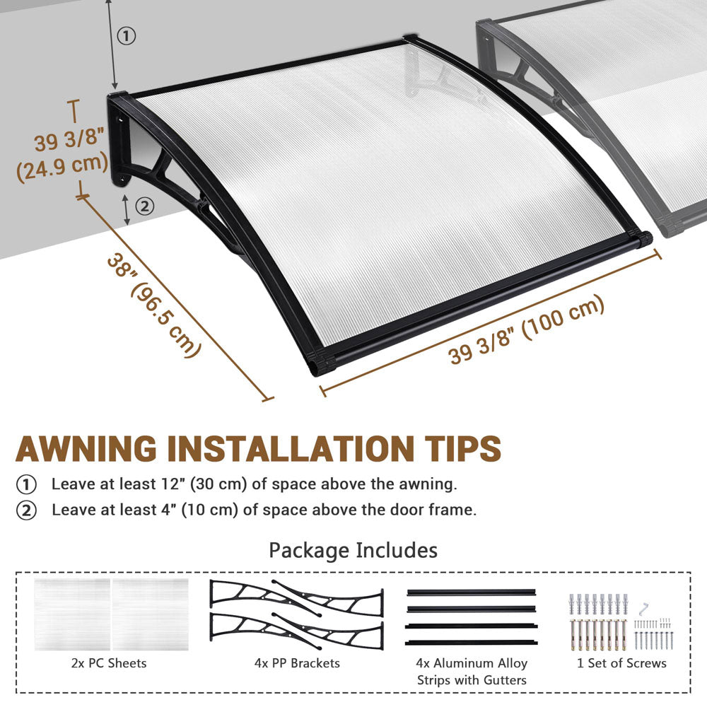 Yescom 2-Pack Door & Window Poly Awning Canopy 40"x40"