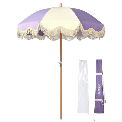 LAGarden Patio Outdoor Market Fringe Umbrella Tilt Palm Springs