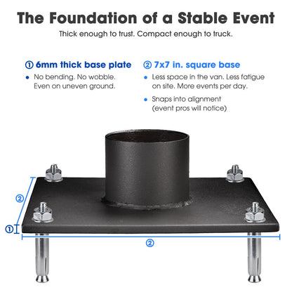 Yescom Shade Sail Posts (Pole, Base, D-Ring Clamp)