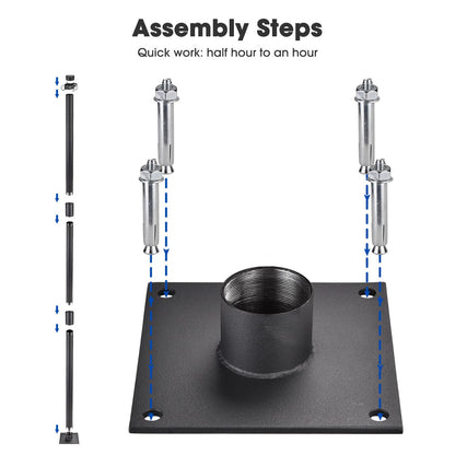 Yescom Shade Sail Posts (Pole, Base, D-Ring Clamp)