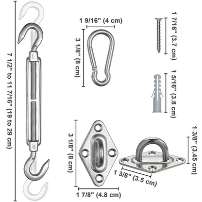 Yescom Triangle Sun Shade Sail Hardware Kit Stainless Steel, 6