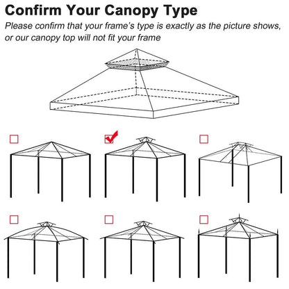 Yescom 8' x 8' Gazebo Canopy Replacement Top 2-Tier