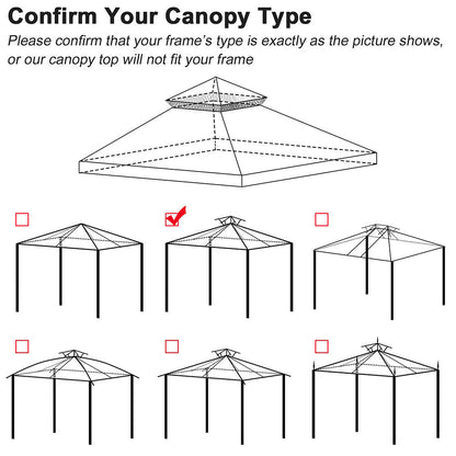 Yescom 10' x 10' Waterproof Gazebo Canopy Replacement Top 2-Tier