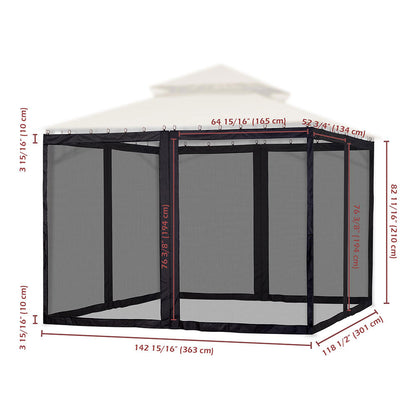 Yescom 41.2'R x 6.4'H Gazebo Mosquito Netting for 12'W x 10'D Gazebos