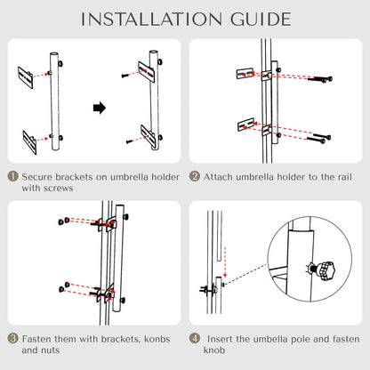 Yescom Umbrella Holder for Deck Railing/Post - Pole D1 9/16"