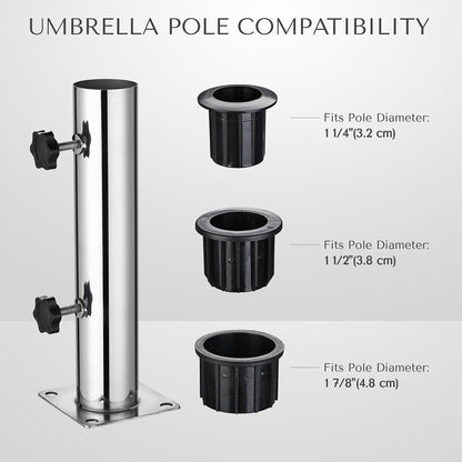 Yescom Stainless Steel Umbrella Mount to Deck/Dock/Concrete for 2 1/8"