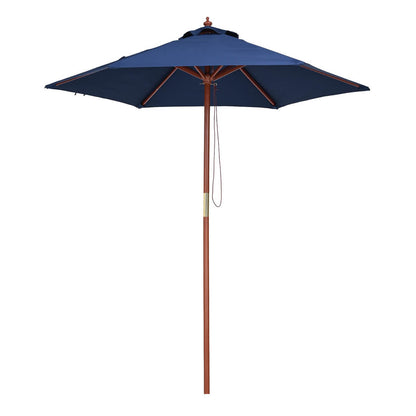 Yescom 7ft Patio Wood Market Umbrella 6-Rib for Golf Courses/Country Clubs