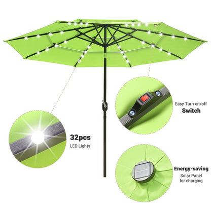 Yescom 10ft Prelit Umbrella 3-Tiered Patio Umbrella with Lights