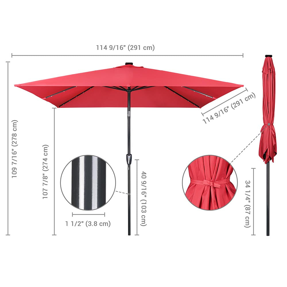 Yescom Prelit Patio Umbrella with Lights Square 10' 8-Rib