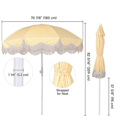 Yescom Fringe Beach Umbrella 6ft 8-rib with Anchor