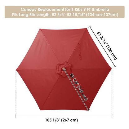 Yescom 9' 6-Rib Outdoor Patio Umbrella Replacement Canopy Multiple Colors