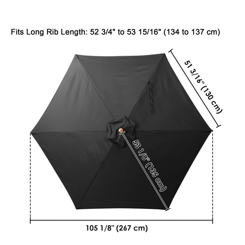Yescom 9' 6-Rib Outdoor Patio Umbrella Replacement Canopy Multiple Colors
