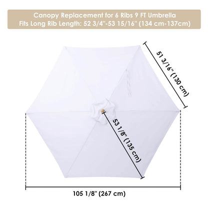 Yescom 9' 6-Rib Outdoor Patio Umbrella Replacement Canopy Multiple Colors
