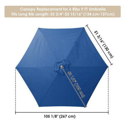 Yescom 9' 6-Rib Outdoor Patio Umbrella Replacement Canopy Multiple Colors