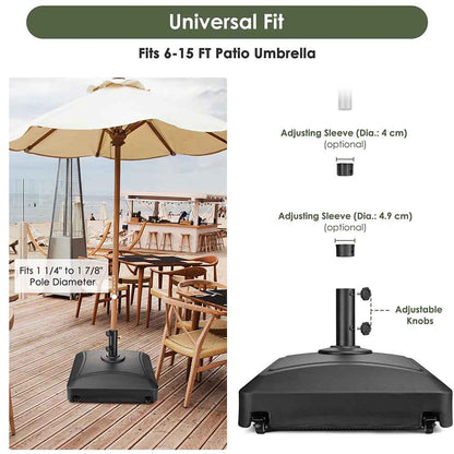 Yescom 9ft Wood Patio Umbrella with Base & Wheels