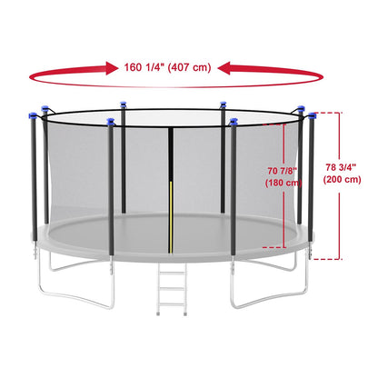 Yescom 15ft Trampoline Safety Net with 8 Poles