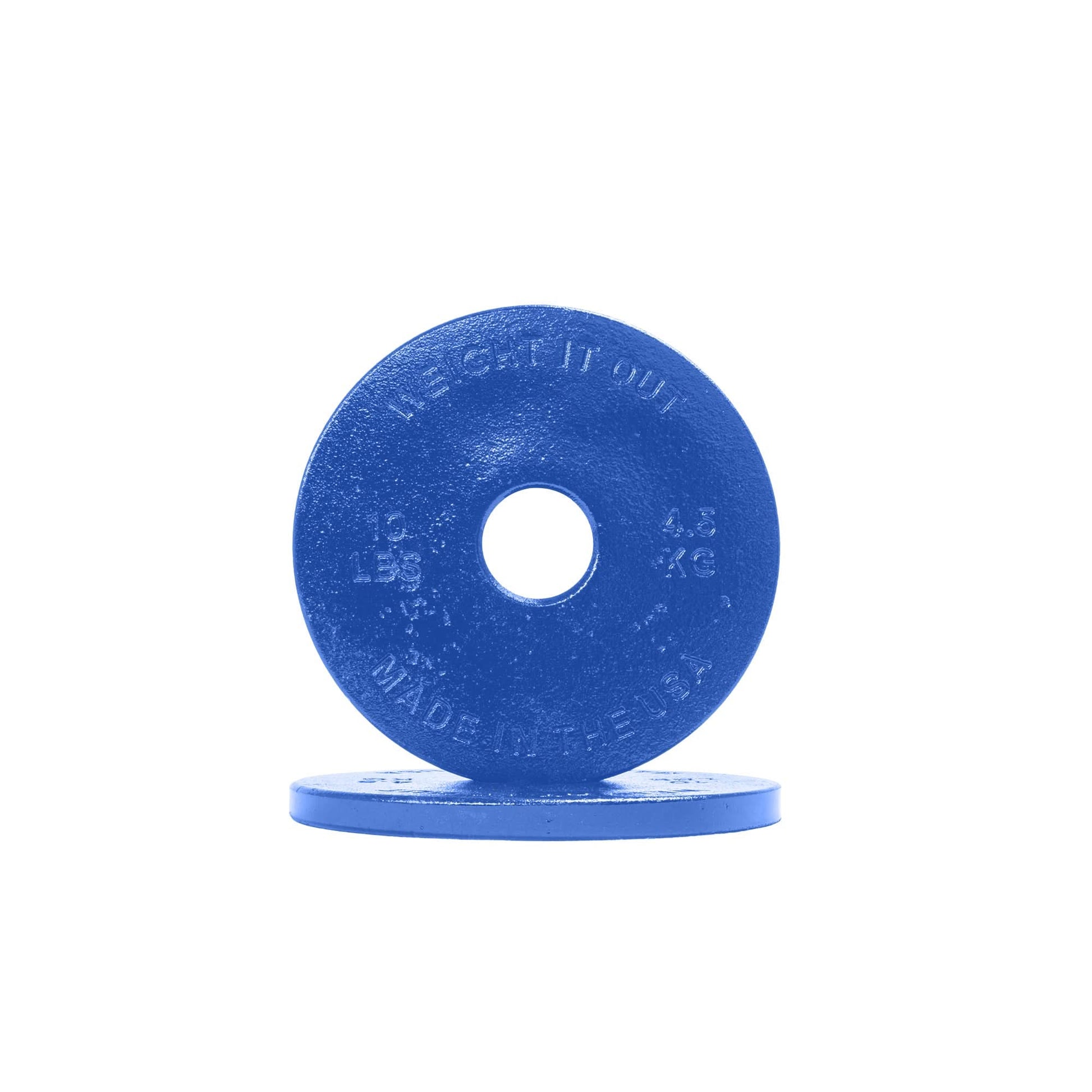 Cast Iron Machined Weight Plate Pairs - front view of 4.5 kg (blue finish)