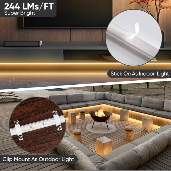 110V COB LED Strip Light with Adhesive Tape, 2800K Warm White