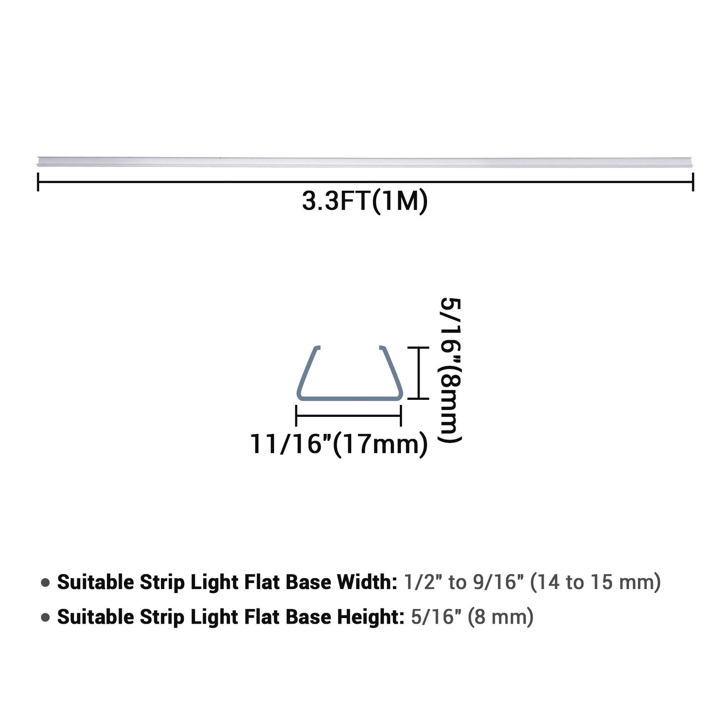Yescom 3ft 9/16in. Plastic U-Channels Set(5) - For 2700K Neon Rope Lights