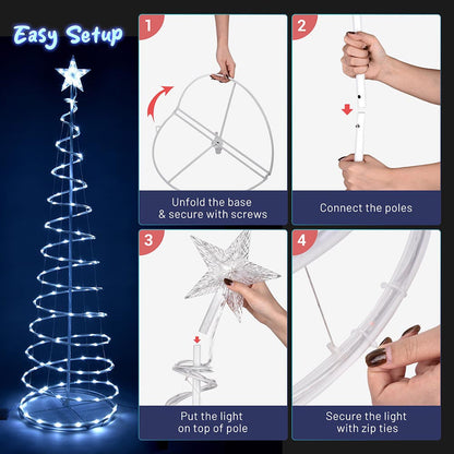 Yescom 6' Lighted Spiral Christmas Tree Xmas Decor Battery Operated